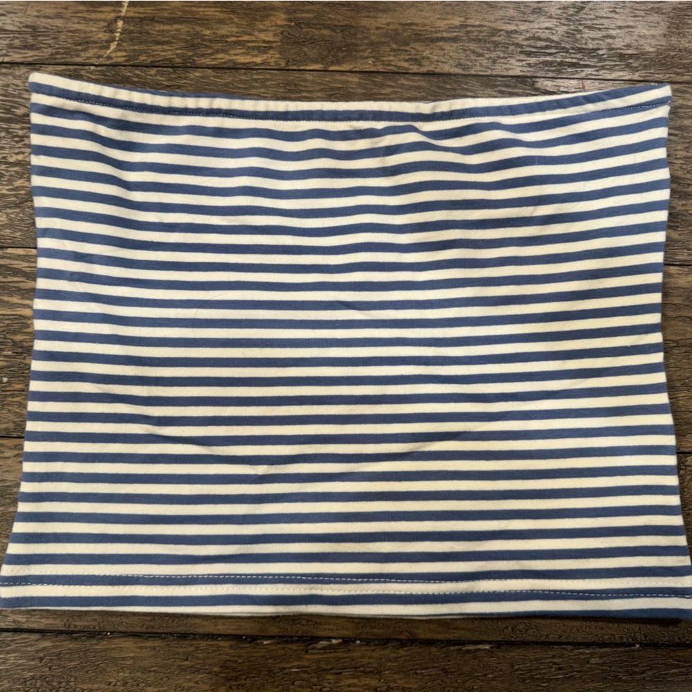 Edikted Blue and White Striped Crop Top